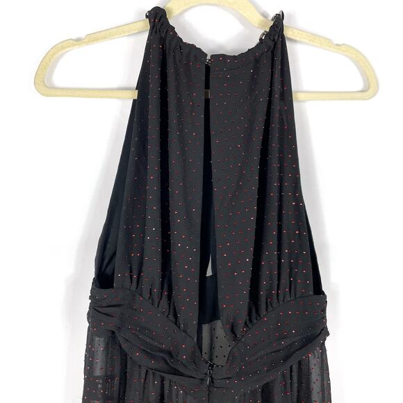 Dundas Gem Jumpsuit Black Ruby Crystal Embellished Sheer Sz S - Picture 7 of 12